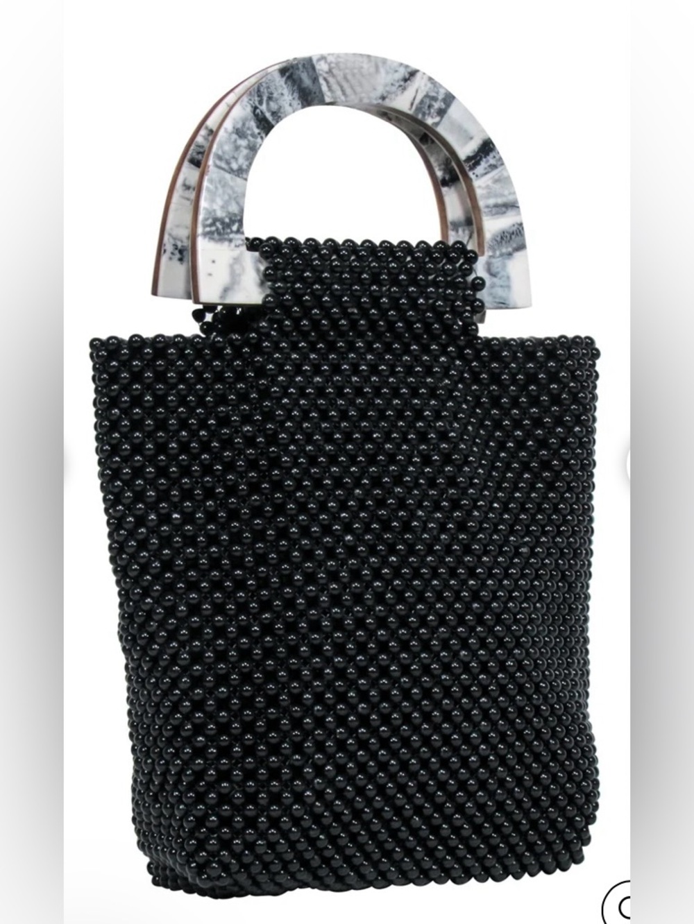 NWT Cleobella Luma Black Beaded Handbag W/ Marble Handles